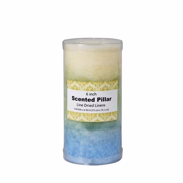 Jeco CPC-3610 3 x 6 in. Tritone Scented Pillar Candle; Blue; Green & White